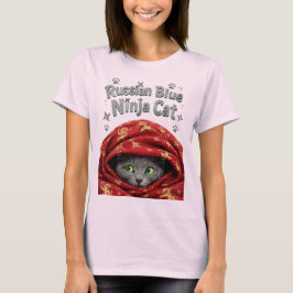 Camiseta O Furtivo e Empolado: Gato Ninja Azul Russo