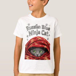 Camiseta O Furtivo e Empolado: Gato Ninja Azul Russo