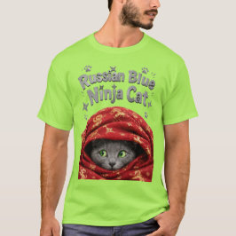 Camiseta O Furtivo e Empolado: Gato Ninja Azul Russo