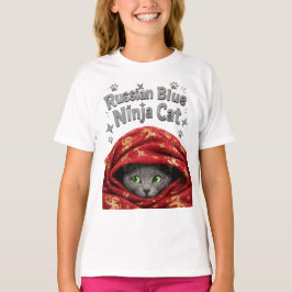 Camiseta O Furtivo e Empolado: Gato Ninja Azul Russo
