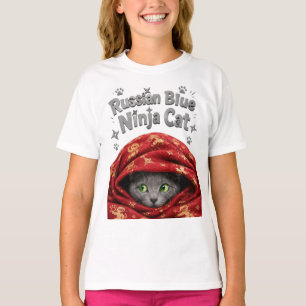Camiseta O Furtivo e Empolado: Gato Ninja Azul Russo