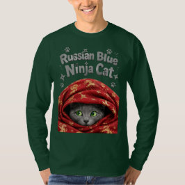 Camiseta O Furtivo e Empolado: Gato Ninja Azul Russo