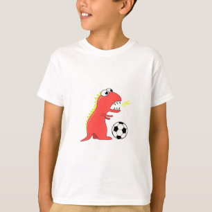Camiseta O futebol engraçado do dinossauro dos desenhos
