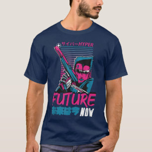 Camiseta O Futuro Agora É Legal Cartoon Retrowave Samurai A