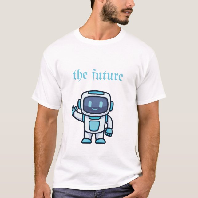 Camiseta O futuro - Design de robô bonito (Frente)