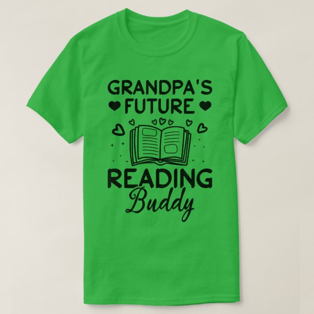 Camiseta O futuro do vovô lendo o livro de crianças amantes (Frente do Design)