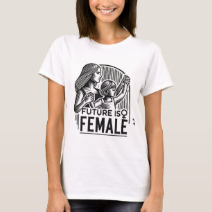 Camiseta O futuro é a mãe feminina e filha segurando a mão