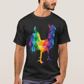Camiseta O Galo Arco-Íris - Geométrico Colorido