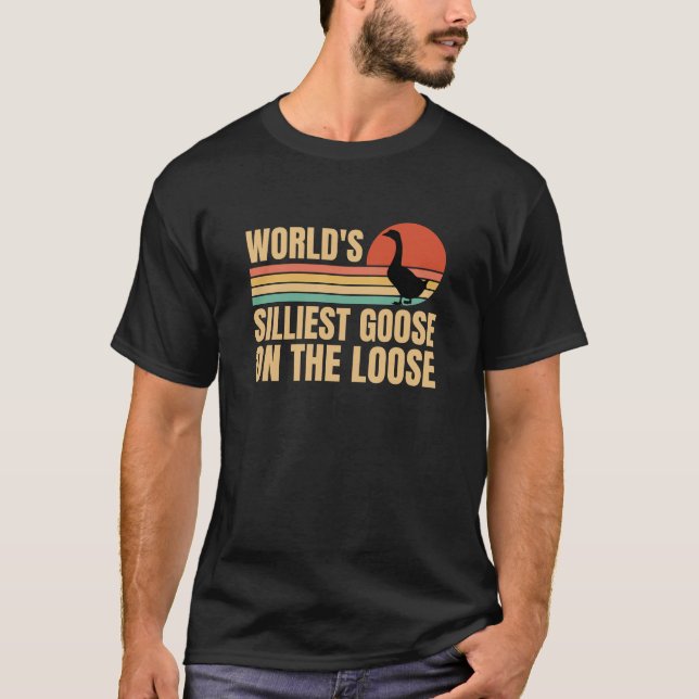 Camiseta O ganso mais silencioso do mundo retrô no ganso (Frente)