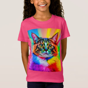 Camiseta O gato arco-íris