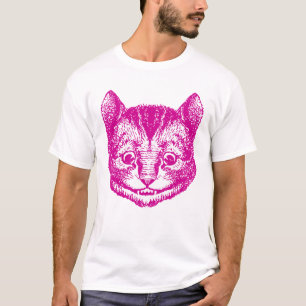 Camiseta O gato de Cheshire cobriu o rosa