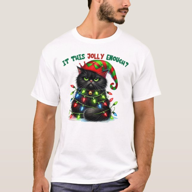 Camiseta O Gato De Natal É Muito Engraçado. (Frente)