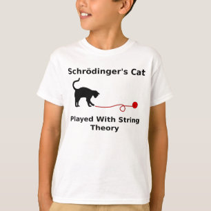 Camiseta O gato de Schrödinger jogado com teoria da corda
