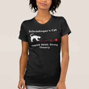 Camiseta O gato de Schrödinger jogado com teoria da corda