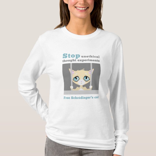 Camiseta O gato de Schrodinger livre (Frente)