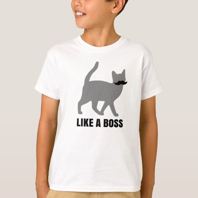 Camiseta O gato do hipster gosta de um chefe (Frente)
