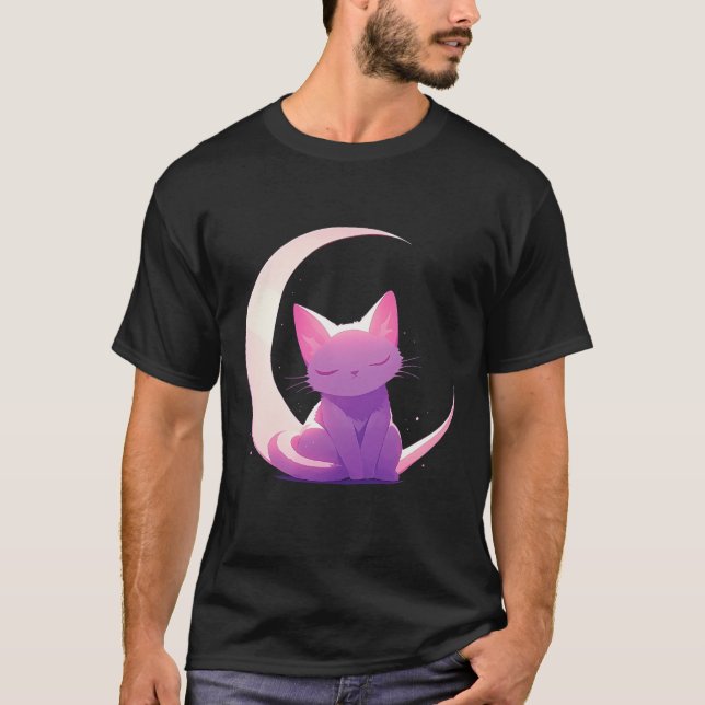 Camiseta O Gato e a Lua (roxo) (Frente)