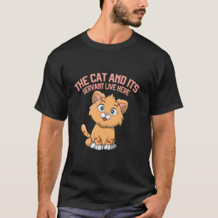 Camiseta O Gato e Seu Servo Vivem Aqui Pai do Gato
