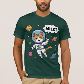 Camiseta O Gato Espacial Quer Leite!