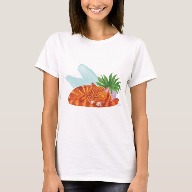 Camiseta O gato está dormindo... O gato está fingindo que s (Frente)