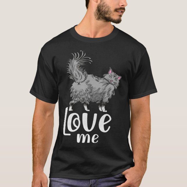 Camiseta O gato fofo me ama ideia para os fãs de gatos (Frente)