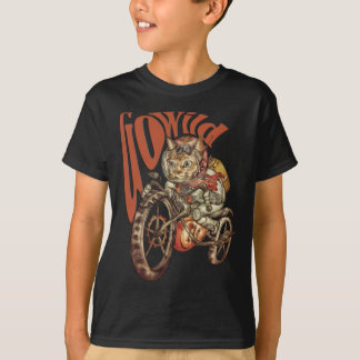 Camiseta O gato furioso da motocicleta de Steampunk vai