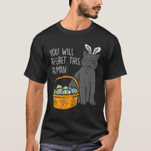 Camiseta O Gato Negro Arrepende-Se Desta Páscoa Engraçada