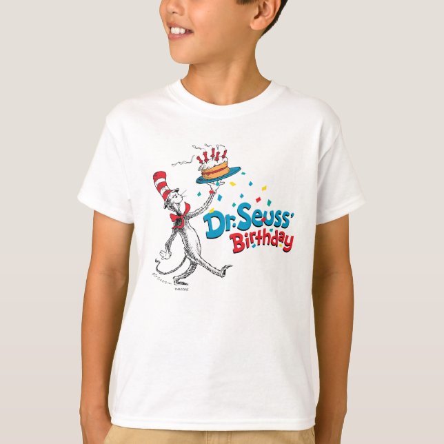 Camiseta O Gato no Chapéu | Aniversário do Dr. Seuss (Frente)