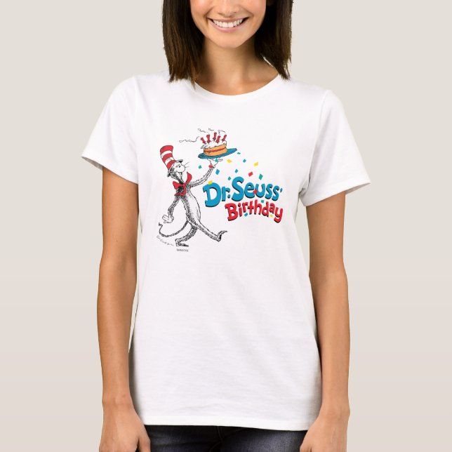 Camiseta O Gato no Chapéu | Aniversário do Dr. Seuss (Frente)
