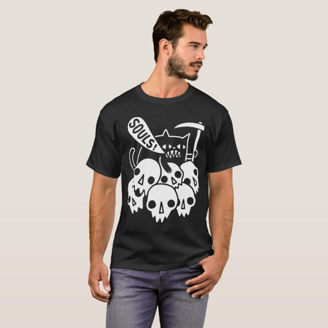 Camiseta O gato pôde estar para fora obter sua alma (Frente Completa)