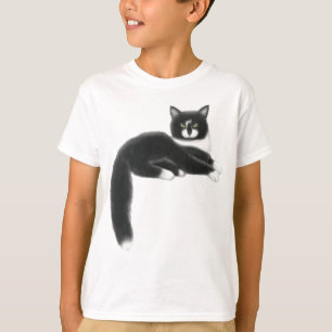 Camiseta O gato preto & branco do gatinho caçoa o t-shirt