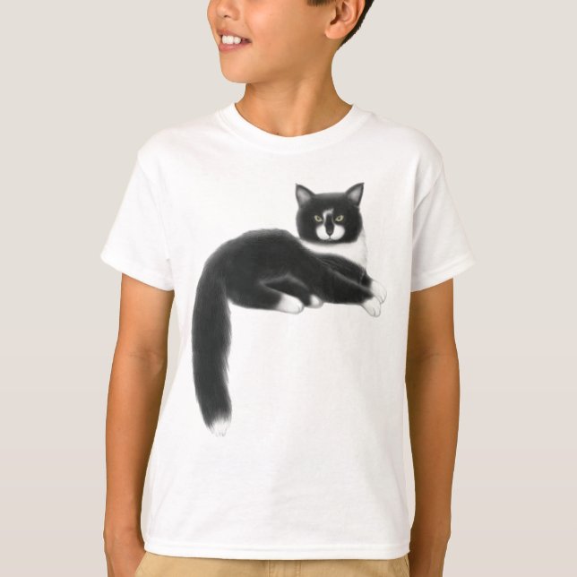 Camiseta O gato preto & branco do gatinho caçoa o t-shirt (Frente)