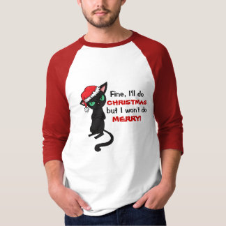 Camiseta O gato preto mal-humorado não será Feliz Natal