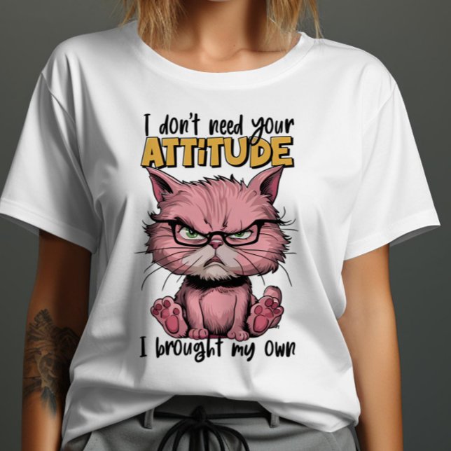 Camiseta O Gato Rosa Com Atitude (Criador carregado)