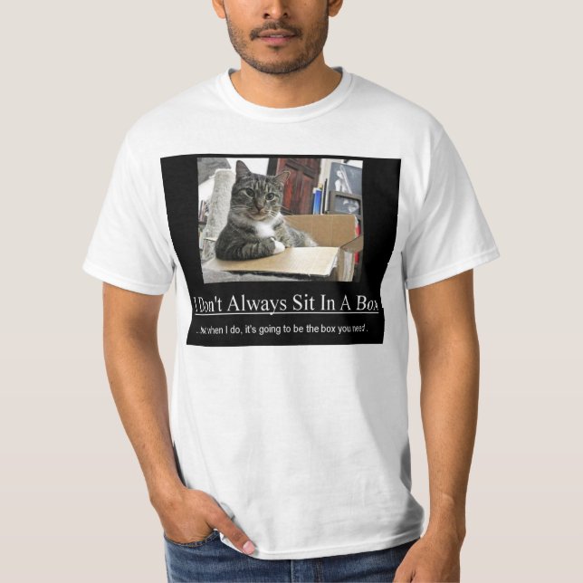Camiseta O gato senta-se na caixa… (Frente)