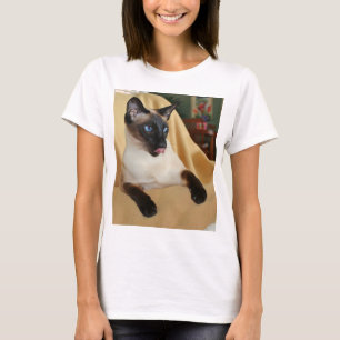 Camiseta O gato Siamese do ponto cómico do selo que lambe 
