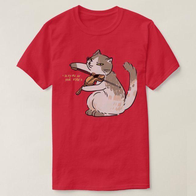 Camiseta o gato toca violino (Frente do Design)