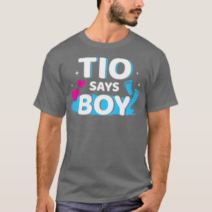 Camiseta O gênero revela que tio diz que o menino que corre