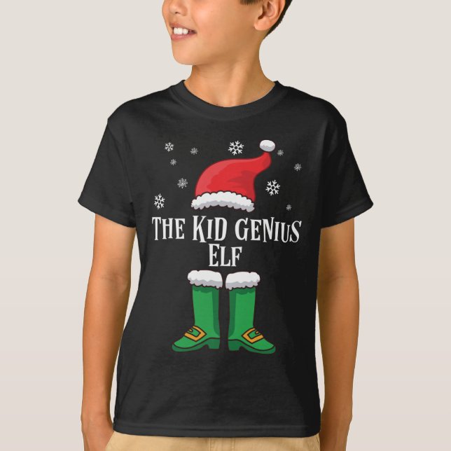 Camiseta O gênio do garoto - roupa de Natal da família (Frente)
