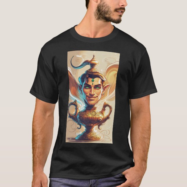 Camiseta O gênio enigmático e sua lâmpada de Ornamentado (Frente)