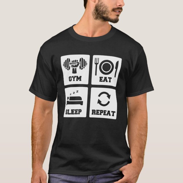 Camiseta O ginásio de impressão traseira come sono repetir  (Frente)
