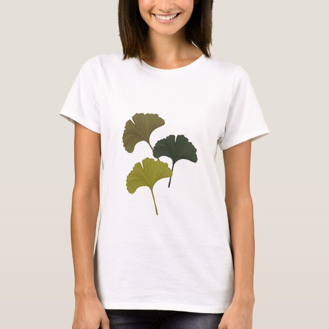 Camiseta O Ginkgo Deixa Cores de Fundo Personalizáveis (Frente)