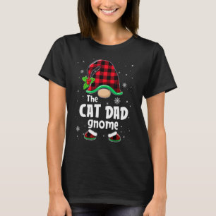 Camiseta O Gnome Pai de Gato Plaid Buffalo Natal Combinando