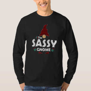 Camiseta O Gnome Sassy Buffalo Plaid Família Correspondente