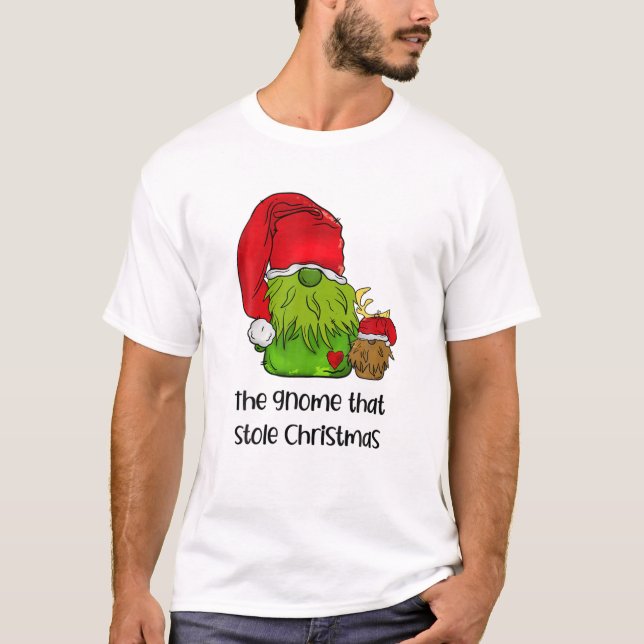 Camiseta O Gnomo Que Roubou O Gnomo Fofo De Natal Como Papa (Frente)
