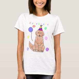 Camiseta O golden retriever comemora