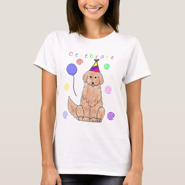 Camiseta O golden retriever comemora (Frente)