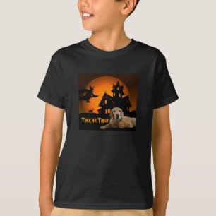 Camiseta O golden retriever o Dia das Bruxas caçoa o