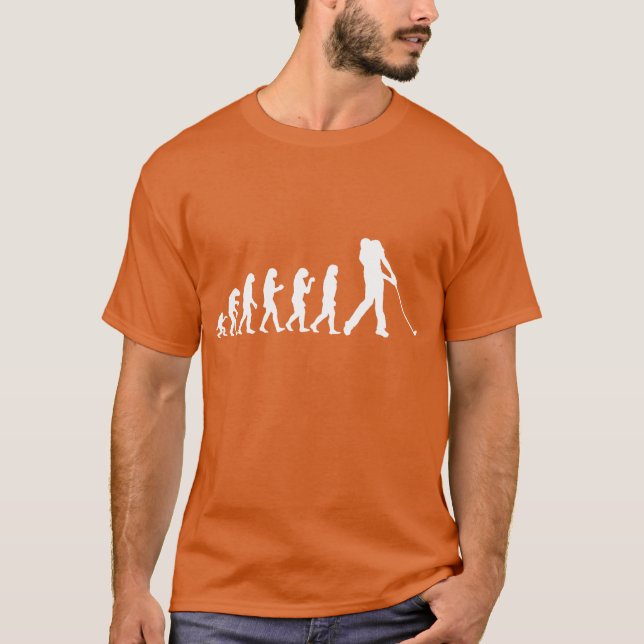 Camiseta O Golfe dos Homens Engraçados Evolução da Caveman (Frente)