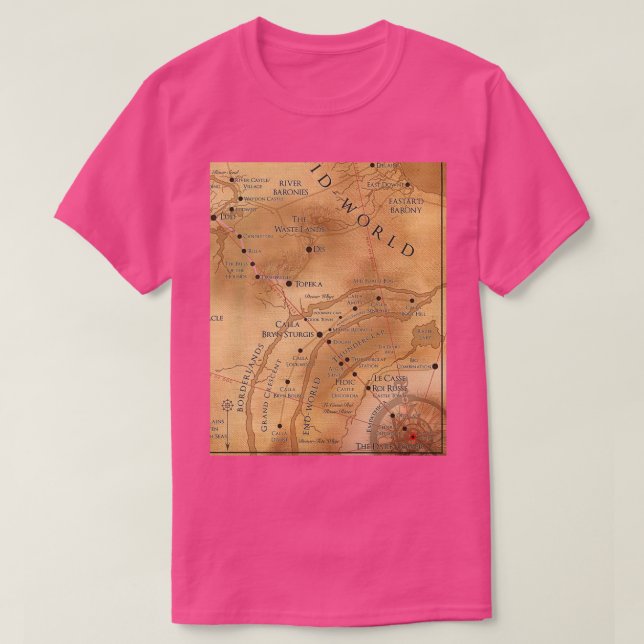 Camiseta O gráfico Map MidWorld da Torre Escura (Frente do Design)